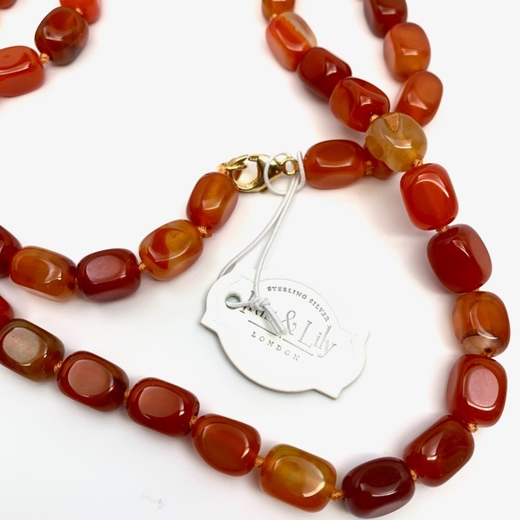 925 ST SILVER & GENUINE GEMSTONE LONG NECKLACE - Picture 7 of 8